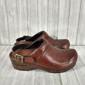 Dansko Convertible Clog Mule Woven Leather Antique Brown Women's EU 38/ US 7.5-8